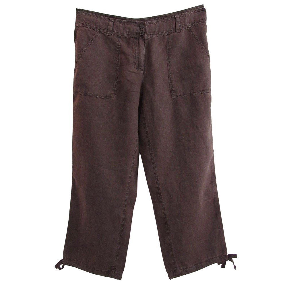 Tommy Bahama Aubrey Fit Brown Linen Cropped Pants Womens Size 2 NWT